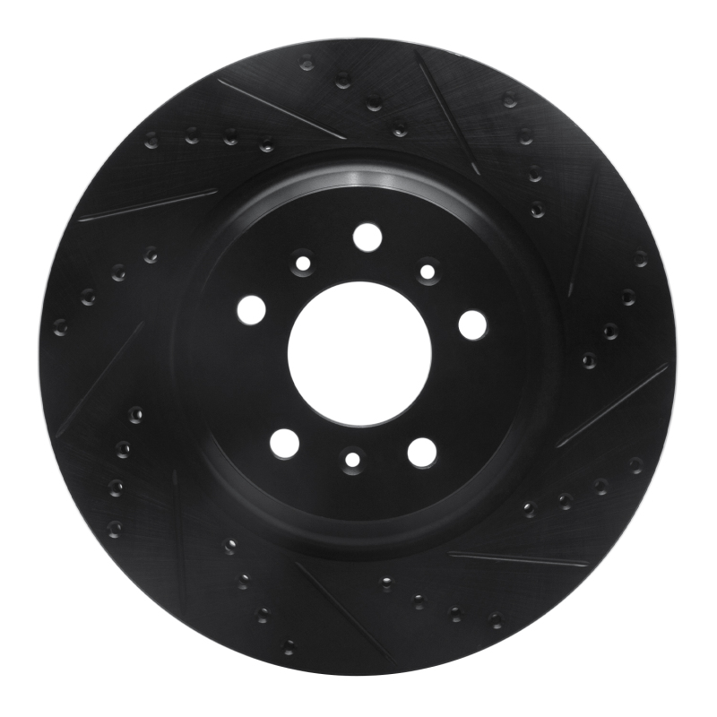 Buick Lucerne Brake Rotor (1) - Front Right - R1 Concepts - Drilled & Slotted - Black - `06-`16